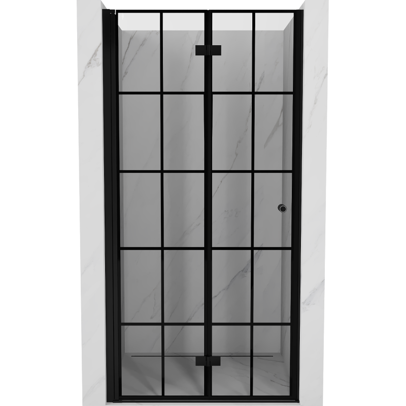 Mexen Mist-F drzwi prysznicowe składane lewe 70 cm, czarna kratka, czarne - 8A6-070-000-70-77-L