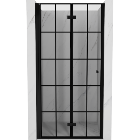 Mexen Mist-F drzwi prysznicowe składane lewe 80 cm, czarna kratka, czarne - 8A6-080-000-70-77-L