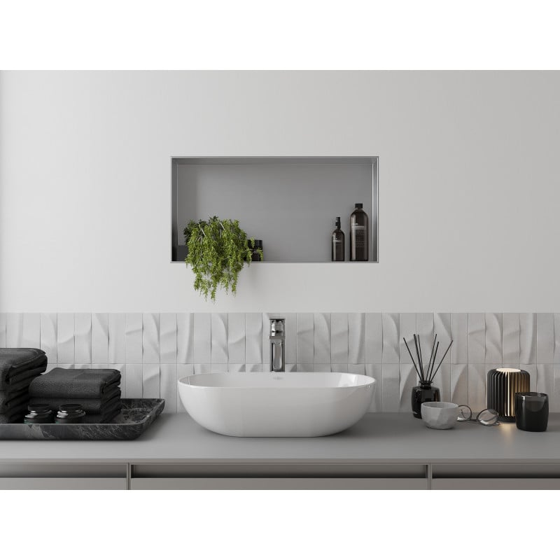 Mexen X-Wall-NR półka wnękowa bez kołnierza 60 x 30 cm, inox - 1911603010