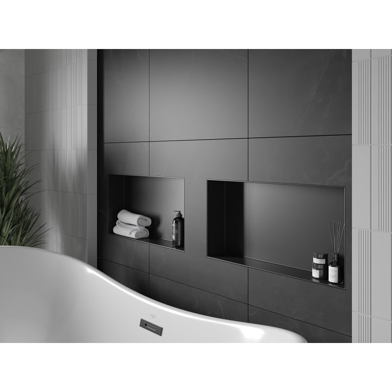 Mexen X-Wall-NR półka wnękowa bez kołnierza 60 x 30 cm, czarna - 1971603010