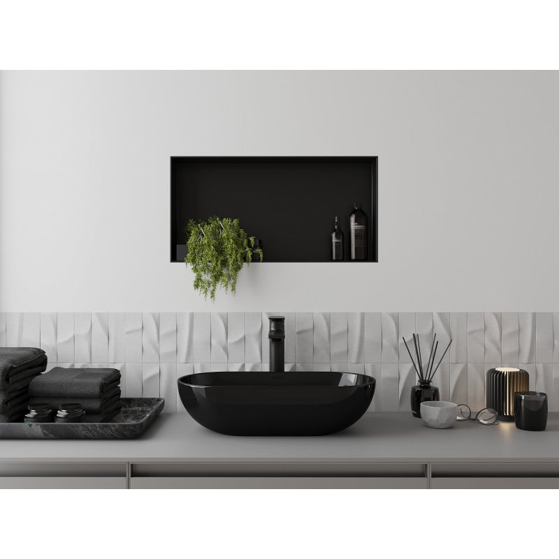 Mexen X-Wall-NR półka wnękowa bez kołnierza 60 x 30 cm, czarna - 1971603010