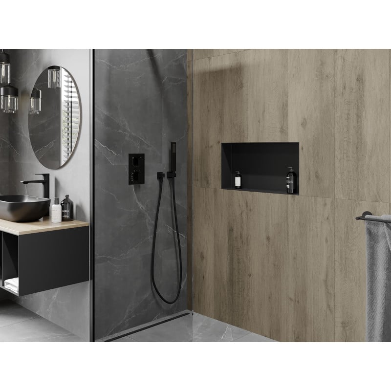 Mexen X-Wall-NR półka wnękowa bez kołnierza 60 x 30 cm, czarna - 1971603010