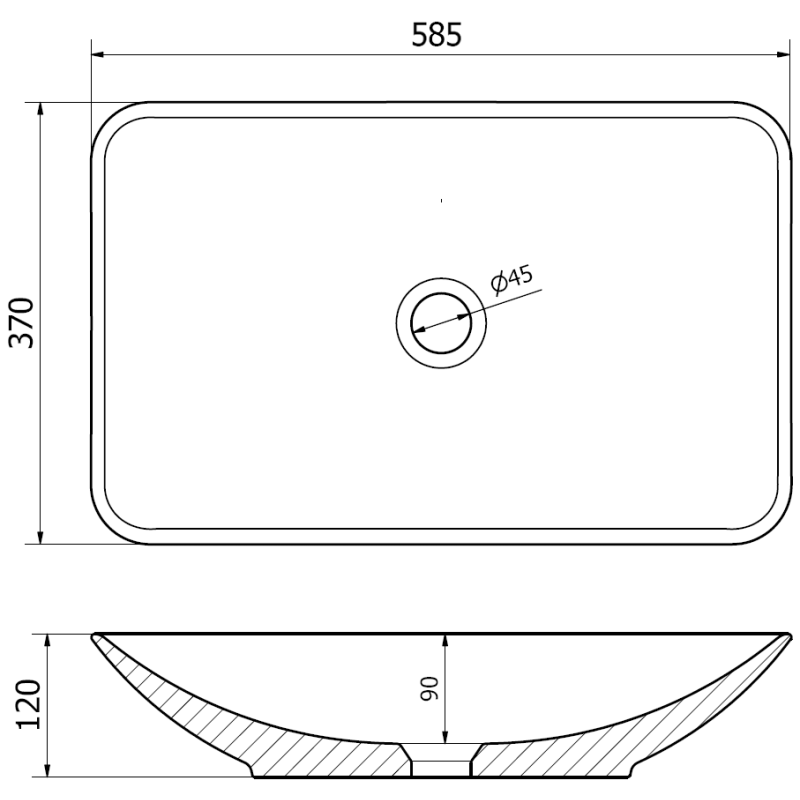 Mexen Avila umywalka nablatowa 58 x 37 cm, czarna mat - 21115585