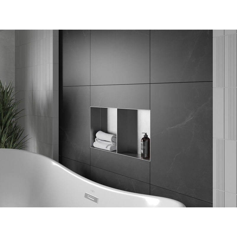Mexen X-Wall-NR półka wnękowa bez kołnierza z półką 60 x 30 cm, inox - 1911603010S