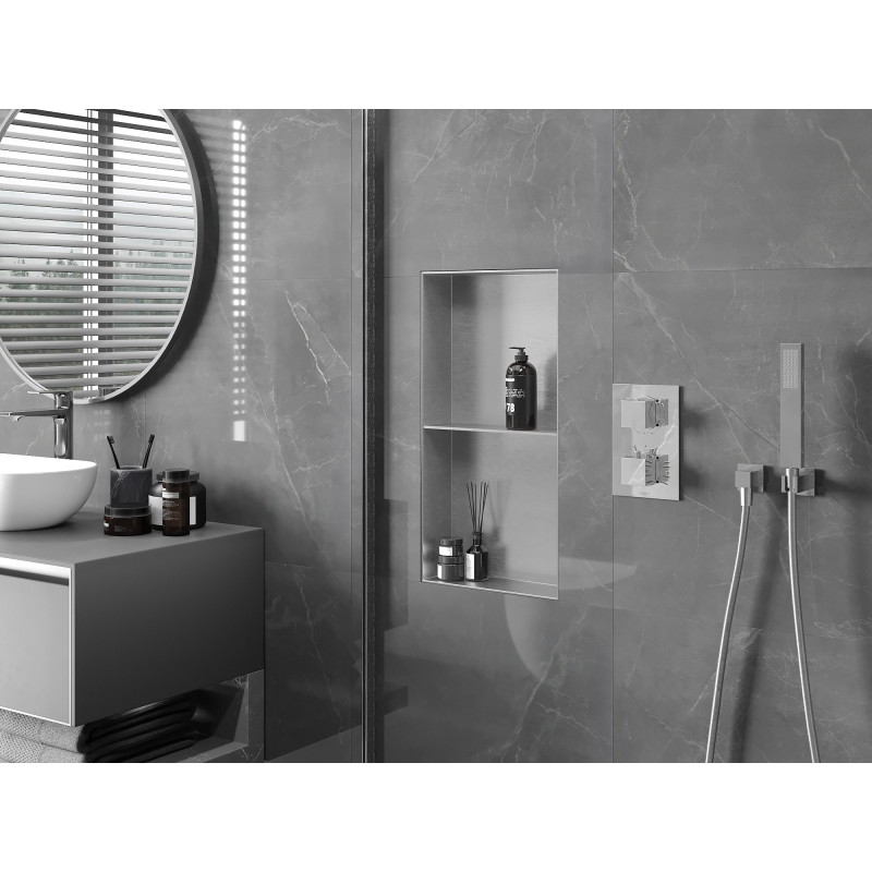 Mexen X-Wall-NR półka wnękowa bez kołnierza z półką 60 x 30 cm, inox - 1911603010S