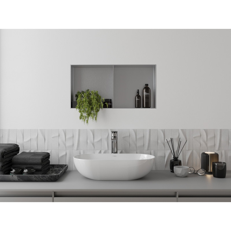 Mexen X-Wall-NR półka wnękowa bez kołnierza z półką 60 x 30 cm, inox - 1911603010S