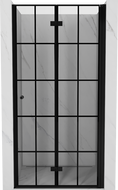 Mexen Mist-F drzwi prysznicowe składane prawe 75 cm, czarna kratka, czarne - 8A6-075-000-70-77-P