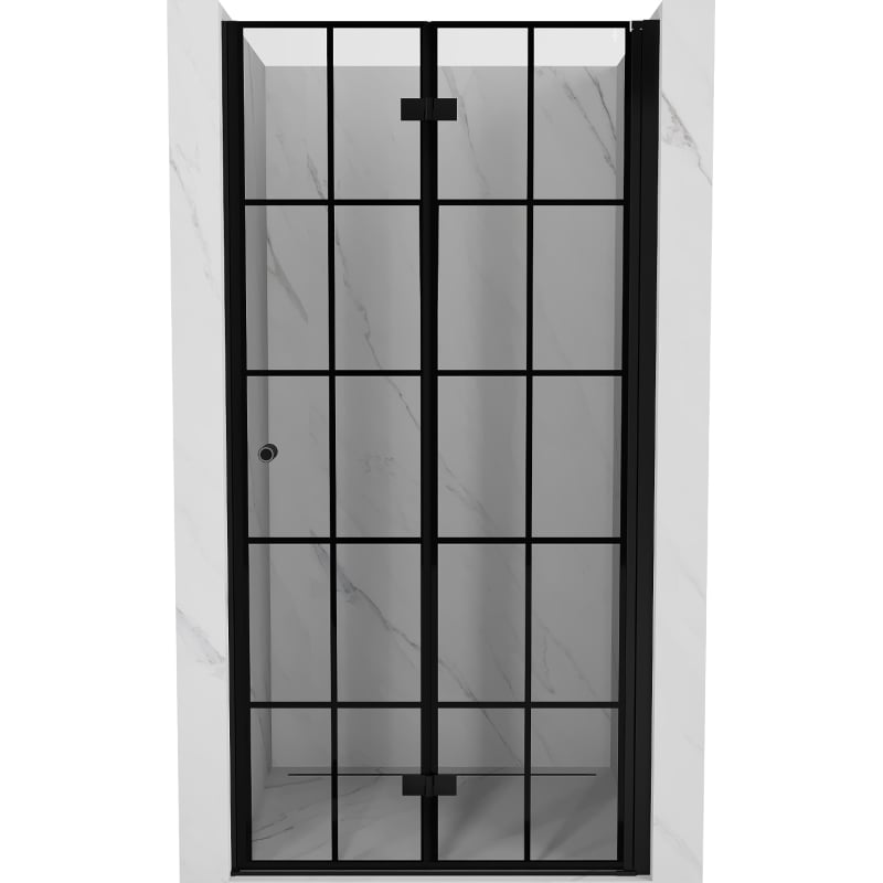 Mexen Mist-F drzwi prysznicowe składane prawe 80 cm, czarna kratka, czarne - 8A6-080-000-70-77-P