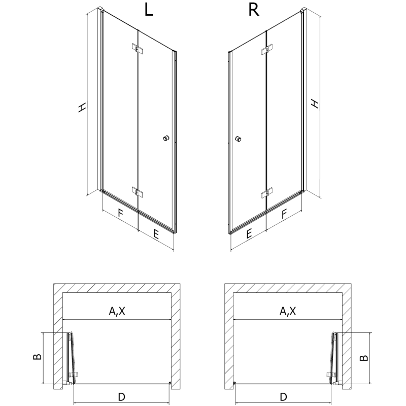 Mexen Mist-F drzwi prysznicowe składane prawe 120 cm, czarna kratka, czarne - 8A6-120-000-70-77-P