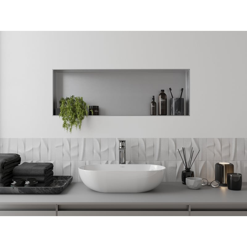 Mexen X-Wall-NR półka wnękowa bez kołnierza 90 x 30 cm, inox - 1911903010