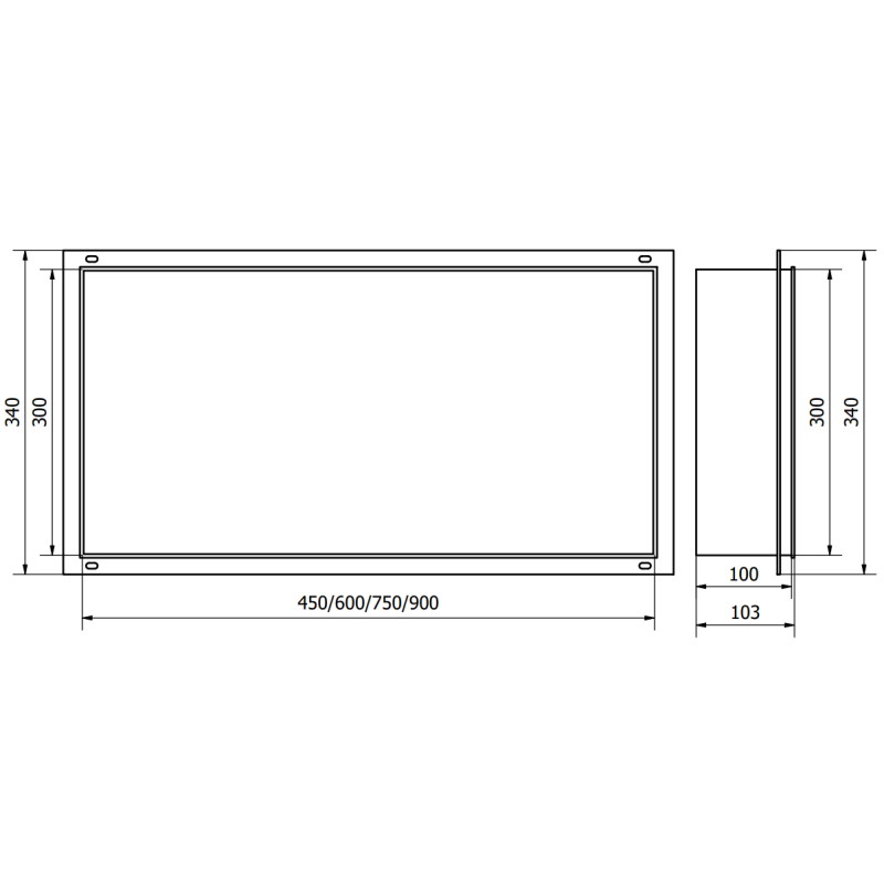 Mexen X-Wall-NR półka wnękowa bez kołnierza 90 x 30 cm, biała - 1921903010