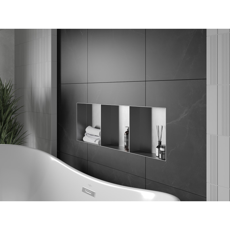 Mexen X-Wall-NR półka wnękowa bez kołnierza z półką 90 x 30 cm, inox - 1911903010S