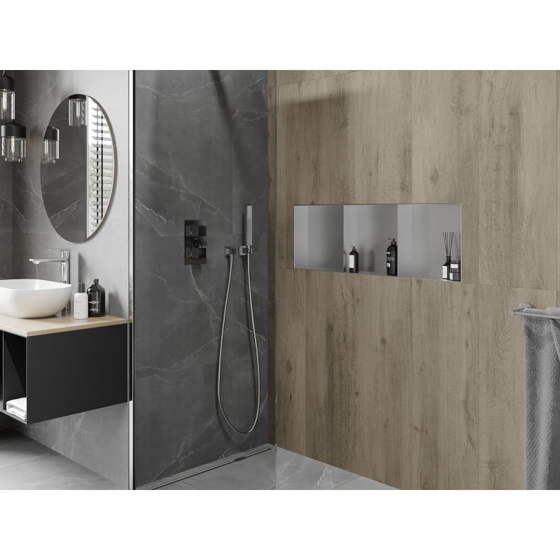 Mexen X-Wall-NR półka wnękowa bez kołnierza z półką 90 x 30 cm, inox - 1911903010S
