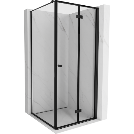 Mexen Mist-F kabina prysznicowa składana prawa 85 x 85 cm, czarna ramka, czarna - 8A6T-085-085-70-70-P