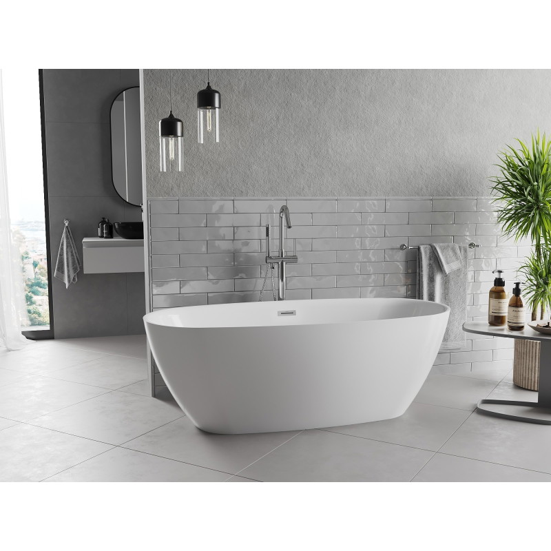Mexen Luvo Slim wanna wolnostojąca 170 x 75 cm, biała, przelew chrom - 52801707500-01