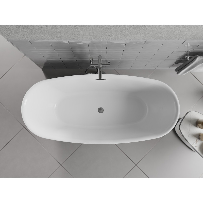 Mexen Luvo Slim wanna wolnostojąca 170 x 75 cm, biała, przelew chrom - 52801707500-01