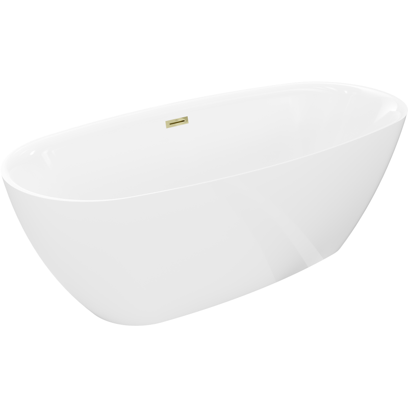 Mexen Luvo Slim wanna wolnostojąca 170 x 75 cm, biała, przelew złoty - 52801707500-50