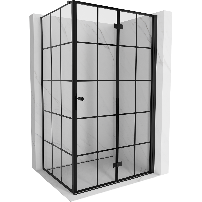 Mexen Mist-F kabina prysznicowa składana prawa 95 x 90 cm, czarna kratka, czarna - 8A6T-095-090-70-77-P