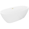Mexen Luvo Slim wanna wolnostojąca 170 x 75 cm, biała, przelew złoty szczotkowany - 52801707500-55