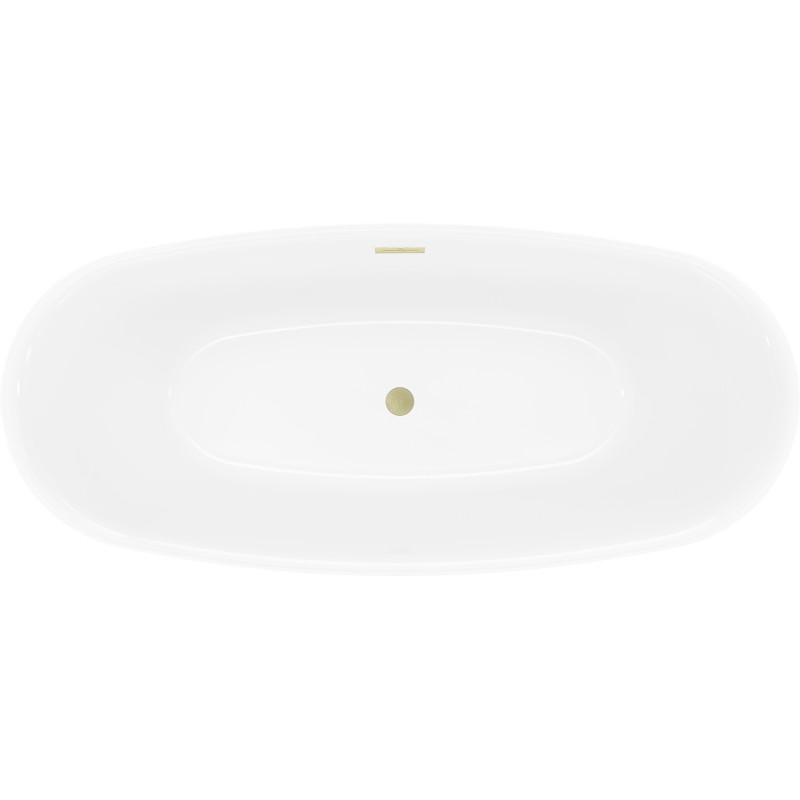 Mexen Luvo Slim wanna wolnostojąca 170 x 75 cm, biała, przelew złoty szczotkowany - 52801707500-55