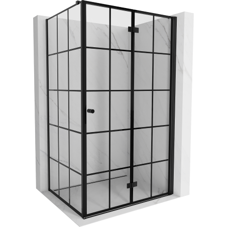 Mexen Mist-F kabina prysznicowa składana prawa 80 x 95 cm, czarna kratka, czarna - 8A6T-080-095-70-77-P