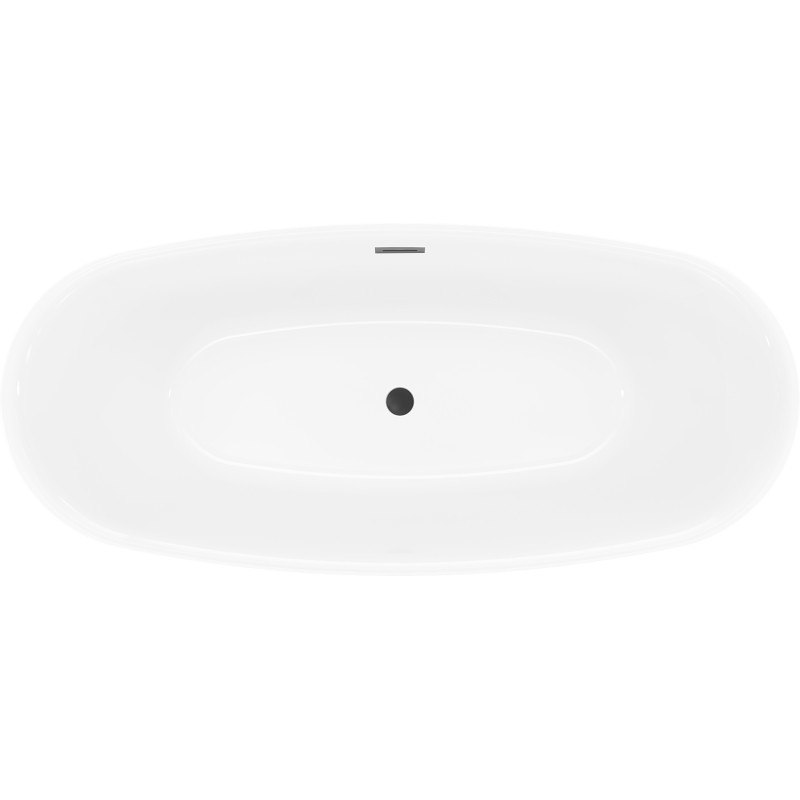 Mexen Luvo Slim wanna wolnostojąca 170 x 75 cm, biała, przelew czarny - 52801707500-70