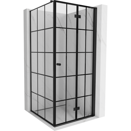 Mexen Mist-F kabina prysznicowa składana prawa 95 x 95 cm, czarna kratka, czarna - 8A6T-095-095-70-77-P
