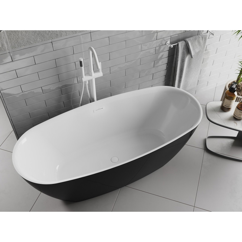 Mexen Luvo Slim wanna wolnostojąca 170 x 75 cm, biała/czarna, przelew biały - 52801707575-20