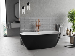 Mexen Luvo Slim wanna wolnostojąca 170 x 75 cm, biała/czarna, przelew różowe złoto - 52801707575-60