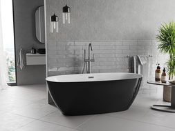 Mexen Luvo Slim wanna wolnostojąca 170 x 75 cm, biała/czarna, przelew gun metal- 52801707575-95