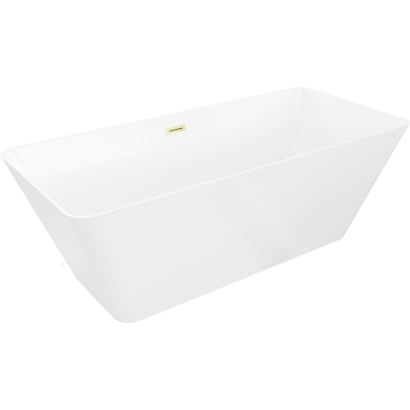 Mexen Velo Slim wanna wolnostojąca 170 x 75 cm, biała, przelew złoty szczotkowany - 52811707500-55