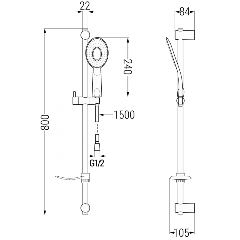 Mexen DF73 zestaw prysznicowy suwany, chrom - 785734582-02