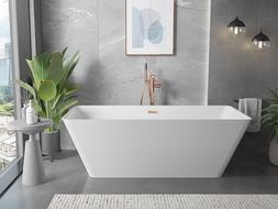 Mexen Velo Slim wanna wolnostojąca 170 x 75 cm, biała, przelew różowe złoto - 52811707500-60