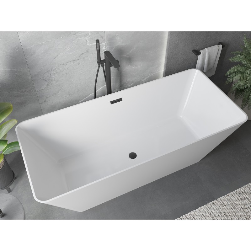 Mexen Velo Slim wanna wolnostojąca 170 x 75 cm, biała, przelew czarny - 52811707500-70
