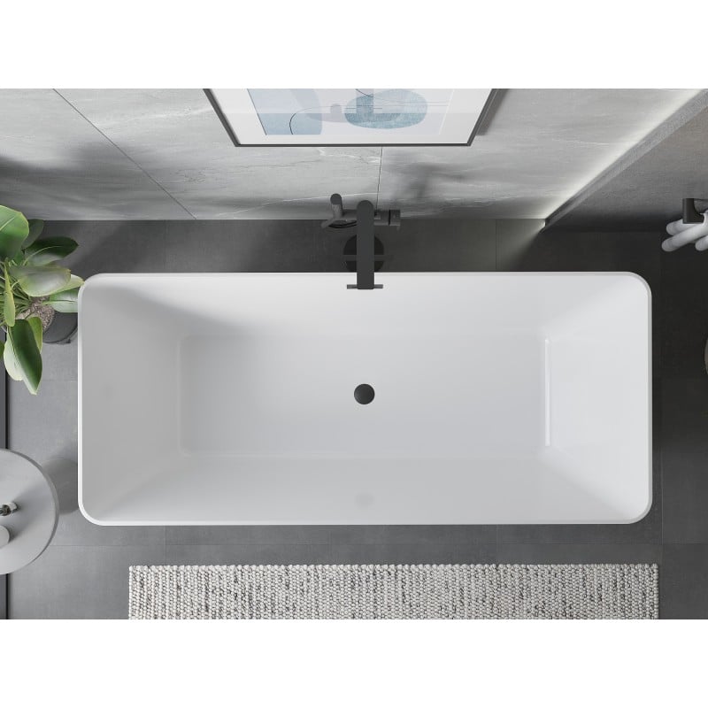Mexen Velo Slim wanna wolnostojąca 170 x 75 cm, biała, przelew czarny - 52811707500-70