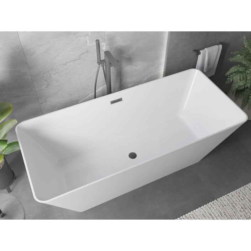 Mexen Velo Slim wanna wolnostojąca 170 x 75 cm, biała, przelew gun metal - 52811707500-95
