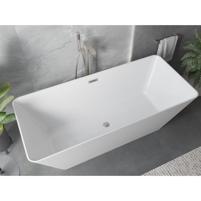 Mexen Velo Slim wanna wolnostojąca 170 x 75 cm, biała, przelew nikiel szczotkowany - 52811707500-97