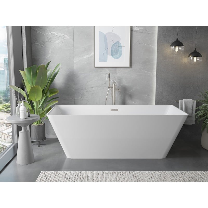 Mexen Velo Slim wanna wolnostojąca 170 x 75 cm, biała, przelew nikiel szczotkowany - 52811707500-97