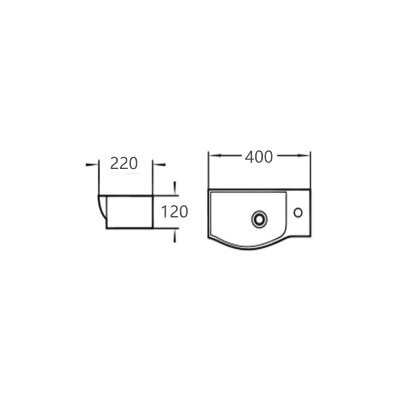 Mexen Hugo umywalka nablatowa prawa 40 x 22 cm, biała - 21254000R