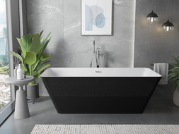 Mexen Velo Slim wanna wolnostojąca 170 x 75 cm, biała/czarna, przelew chrom - 52811707575-01
