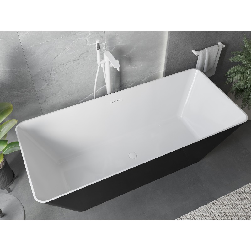 Mexen Velo Slim wanna wolnostojąca 170 x 75 cm, biała/czarna, przelew biały - 52811707575-20