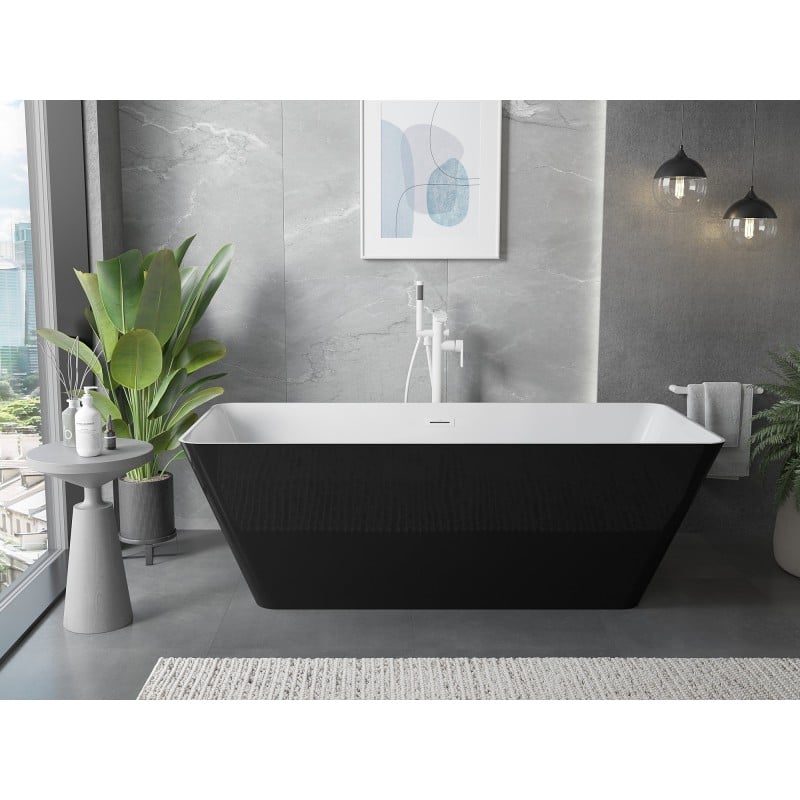 Mexen Velo Slim wanna wolnostojąca 170 x 75 cm, biała/czarna, przelew biały - 52811707575-20