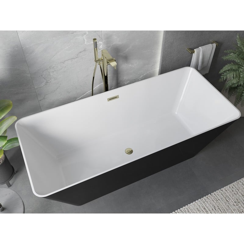 Mexen Velo Slim wanna wolnostojąca 170 x 75 cm, biała/czarna, przelew złoty - 52811707575-50