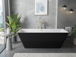 Mexen Velo Slim wanna wolnostojąca 170 x 75 cm, biała/czarna, przelew złoty - 52811707575-50