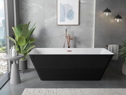 Mexen Velo Slim wanna wolnostojąca 170 x 75 cm, biała/czarna, przelew miedź szczotkowana - 52811707575-65