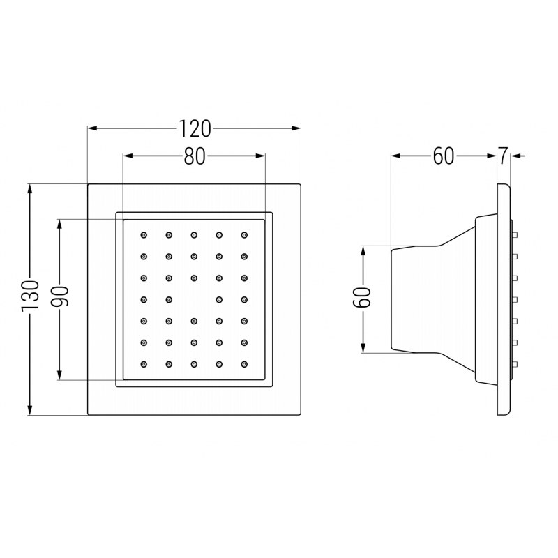 Mexen dysza boczna podtynkowa, chrom - 79366-00