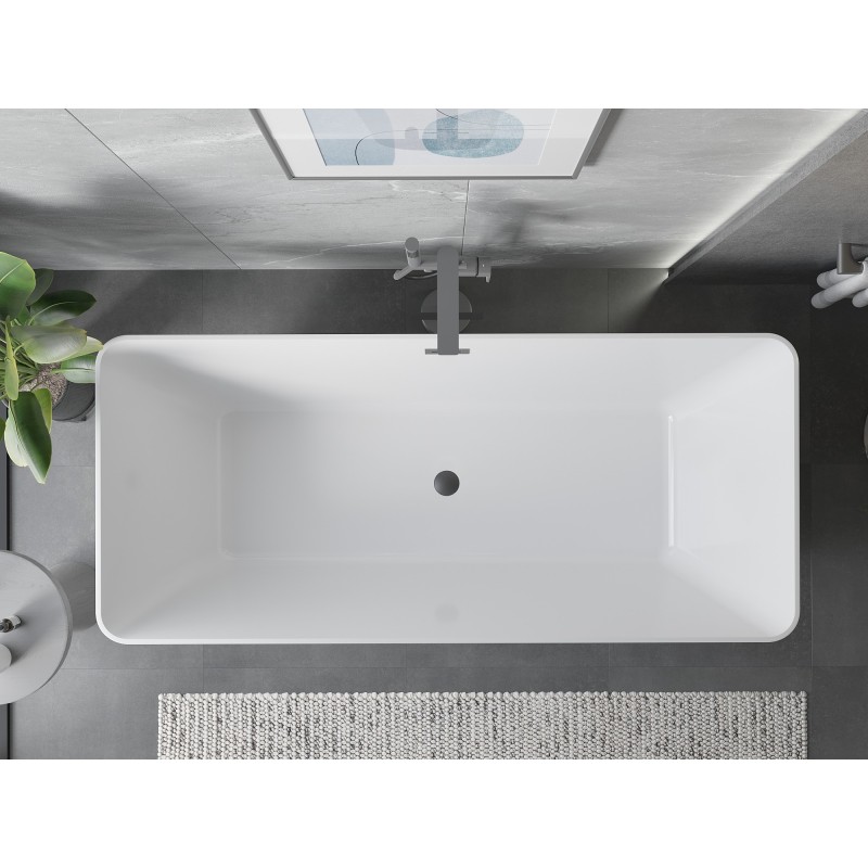 Mexen Velo Slim wanna wolnostojąca 170 x 75 cm, biała/czarna, przelew nikiel szczotkowany - 52811707575-97