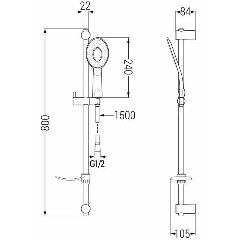 Mexen DF73 zestaw prysznicowy suwany, czarny - 785734582-70