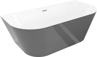 Mexen Oval Slim wanna wolnostojąca przyścienna 170 x 80 cm, biała/szara, przelew chrom - 52661708062-01