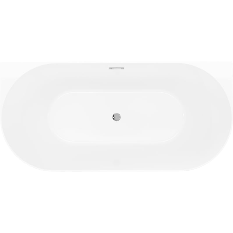 Mexen Oval Slim wanna wolnostojąca przyścienna 170 x 80 cm, biała/szara, przelew chrom - 52661708062-01